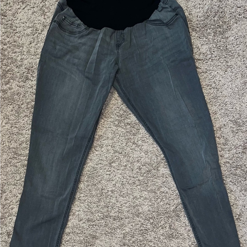 Indigo Blue Dark Gray Maternity Jeans
